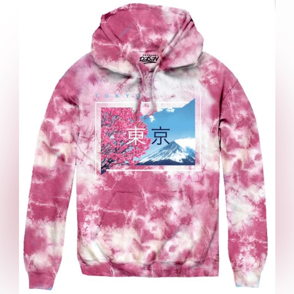 TOKYO CHERRY BLOSSOM TIE DYE HOODIE-BIG SIZE